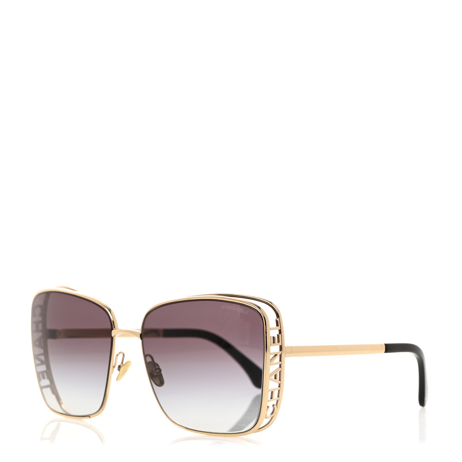 Chanel Metal Logo Square Sunglasses 71541 Gold 1 of 8