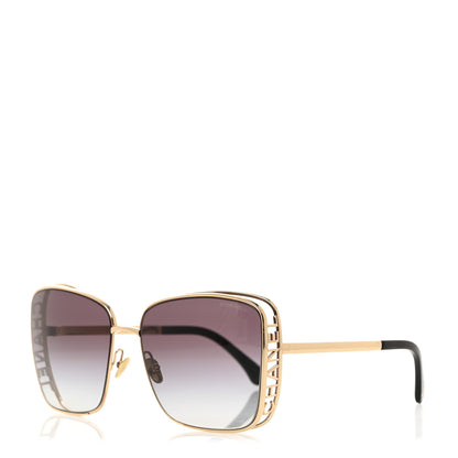 Chanel Metal Logo Square Sunglasses 71541 Gold 1 of 8
