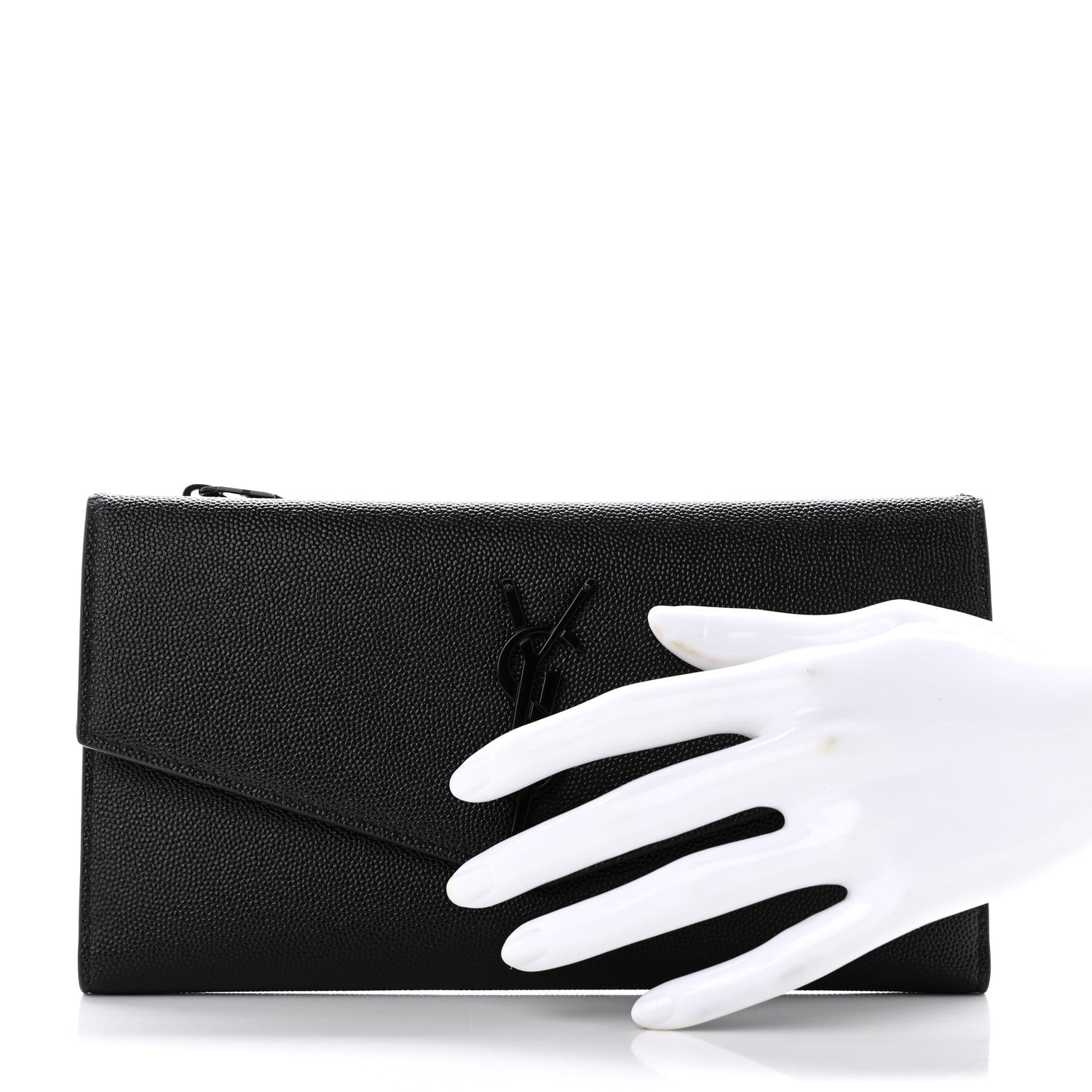 Saint Laurent Grain De Poudre Monogram Uptown Wallet Black 2 of 7
