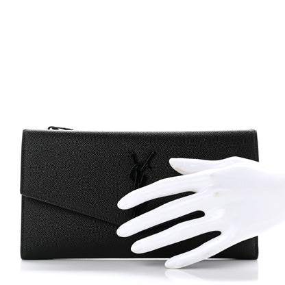 Saint Laurent Grain De Poudre Monogram Uptown Wallet Black 2 of 7