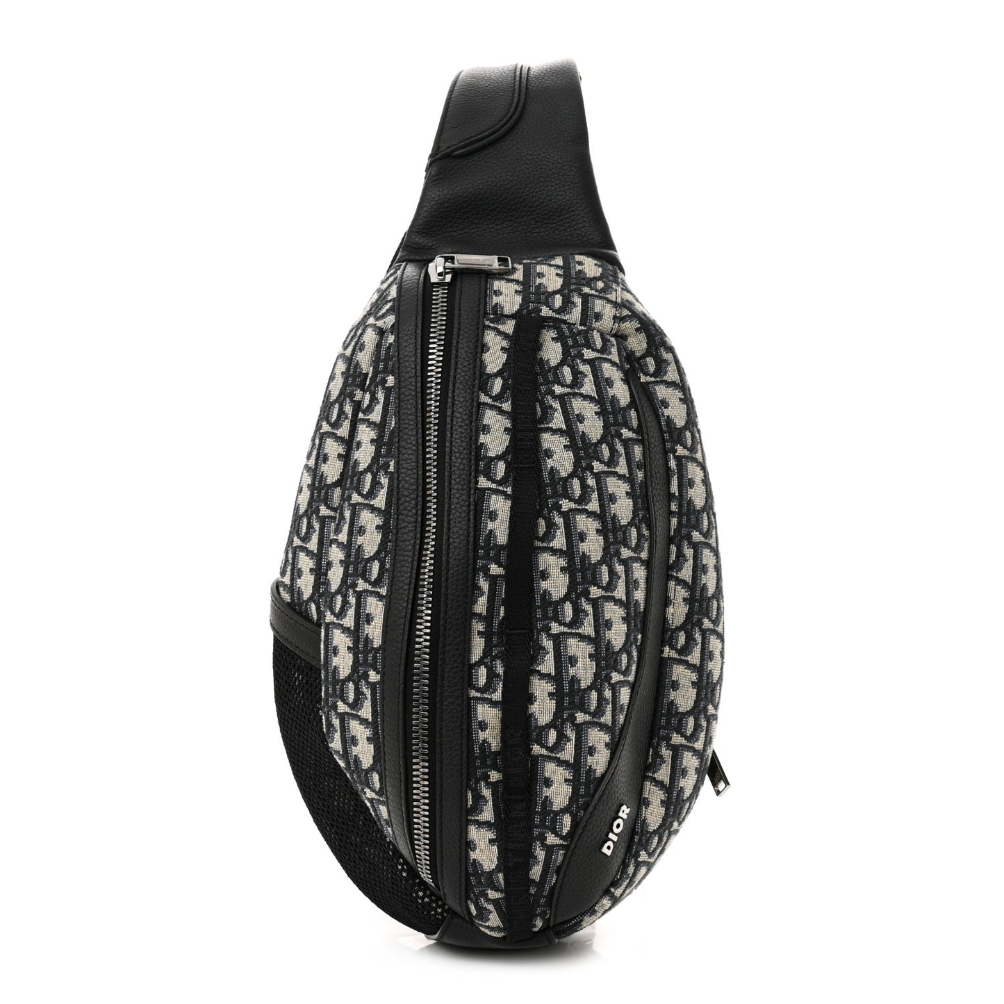 Grained Calfskin Oblique Scarab Sling Bag Blue Black