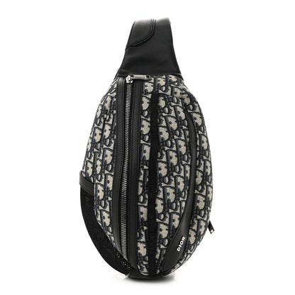 Christian Dior Grained Calfskin Oblique Scarab Sling Bag Blue Black 1 of 9