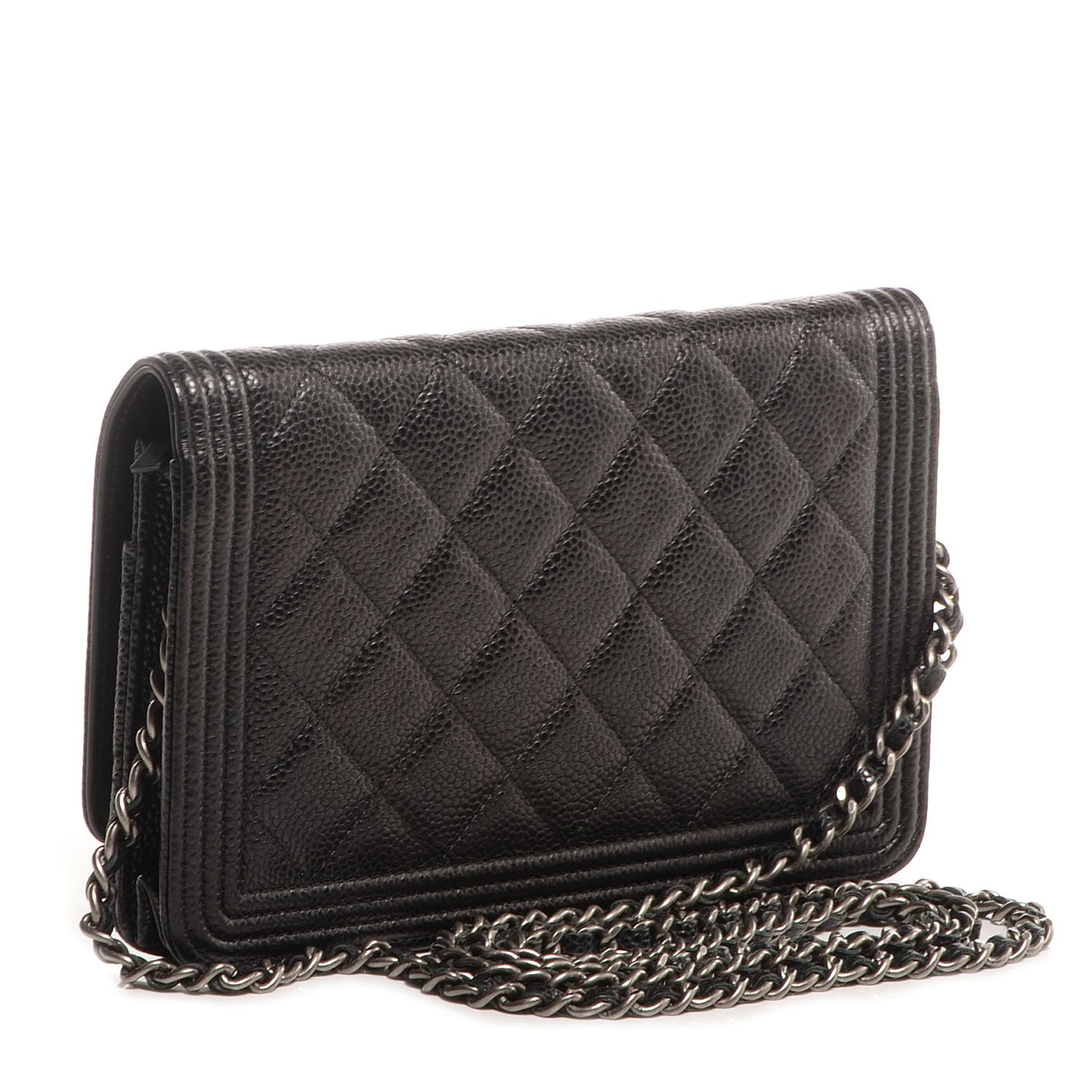 Caviar Quilted Boy Wallet On Chain WOC Black