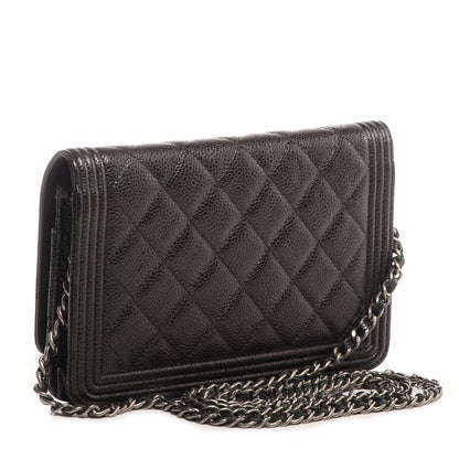 Chanel Caviar Quilted Boy Wallet On Chain WOC Black 3 of 8