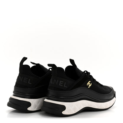 Chanel Velvet Calfskin Mixed Fibers CC Sneakers 38 Black 5 of 10