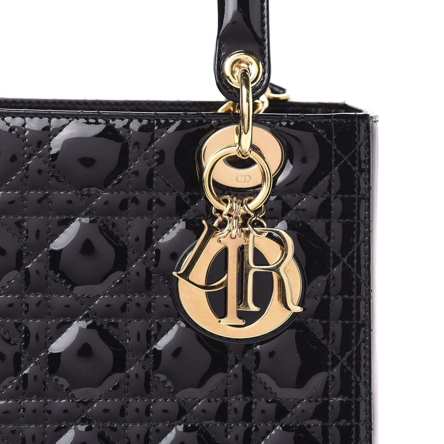 Patent Cannage Medium Lady Dior Black