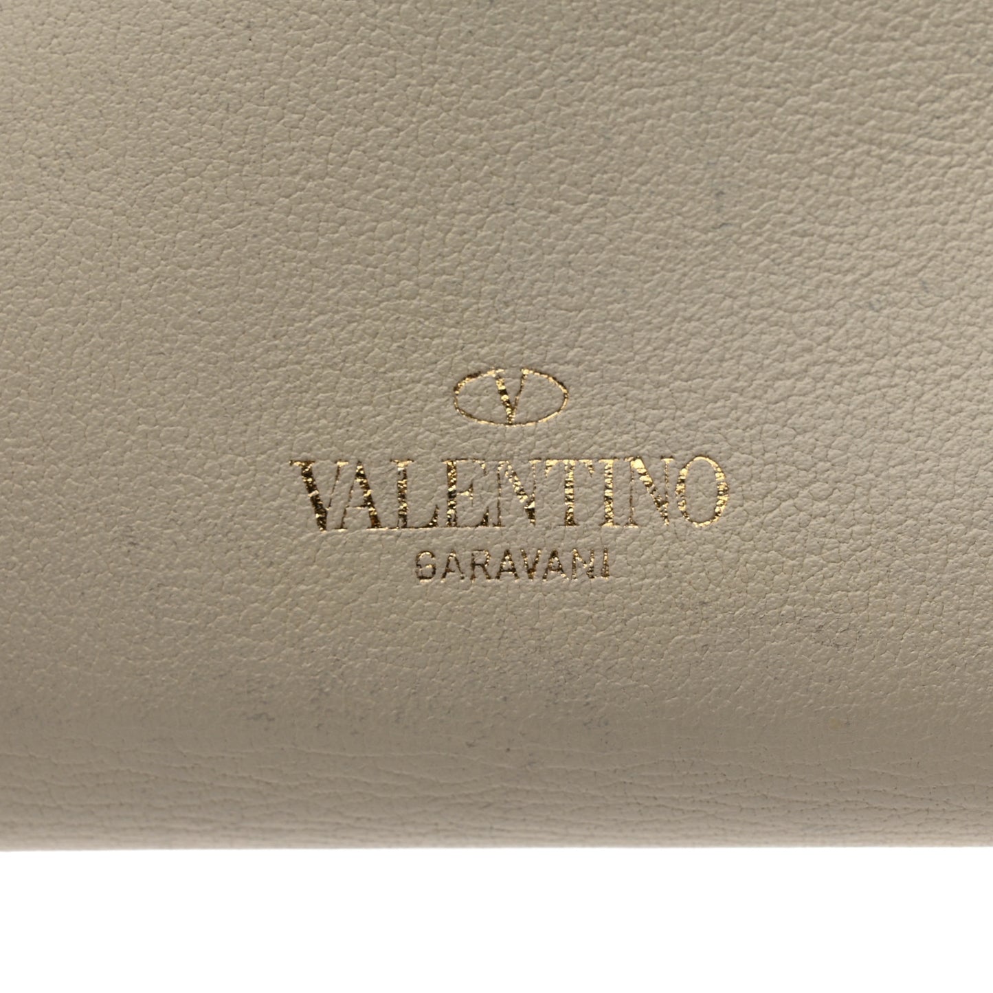 Calfskin Rockstud Card Holder with Zipper Ivory