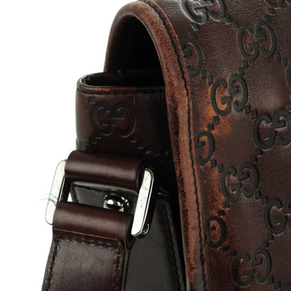 Gucci Guccissima Flap Messenger Bag Dark Brown 7 of 9