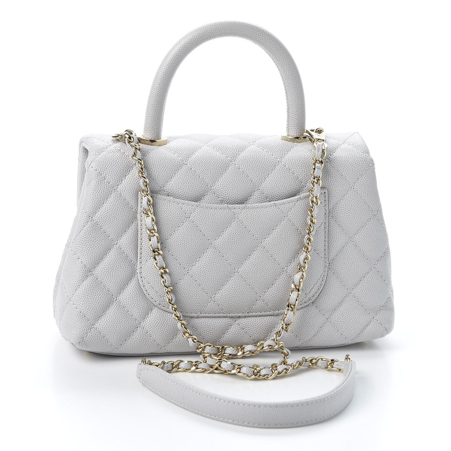 Caviar Quilted Mini Coco Handle Flap Light Grey
