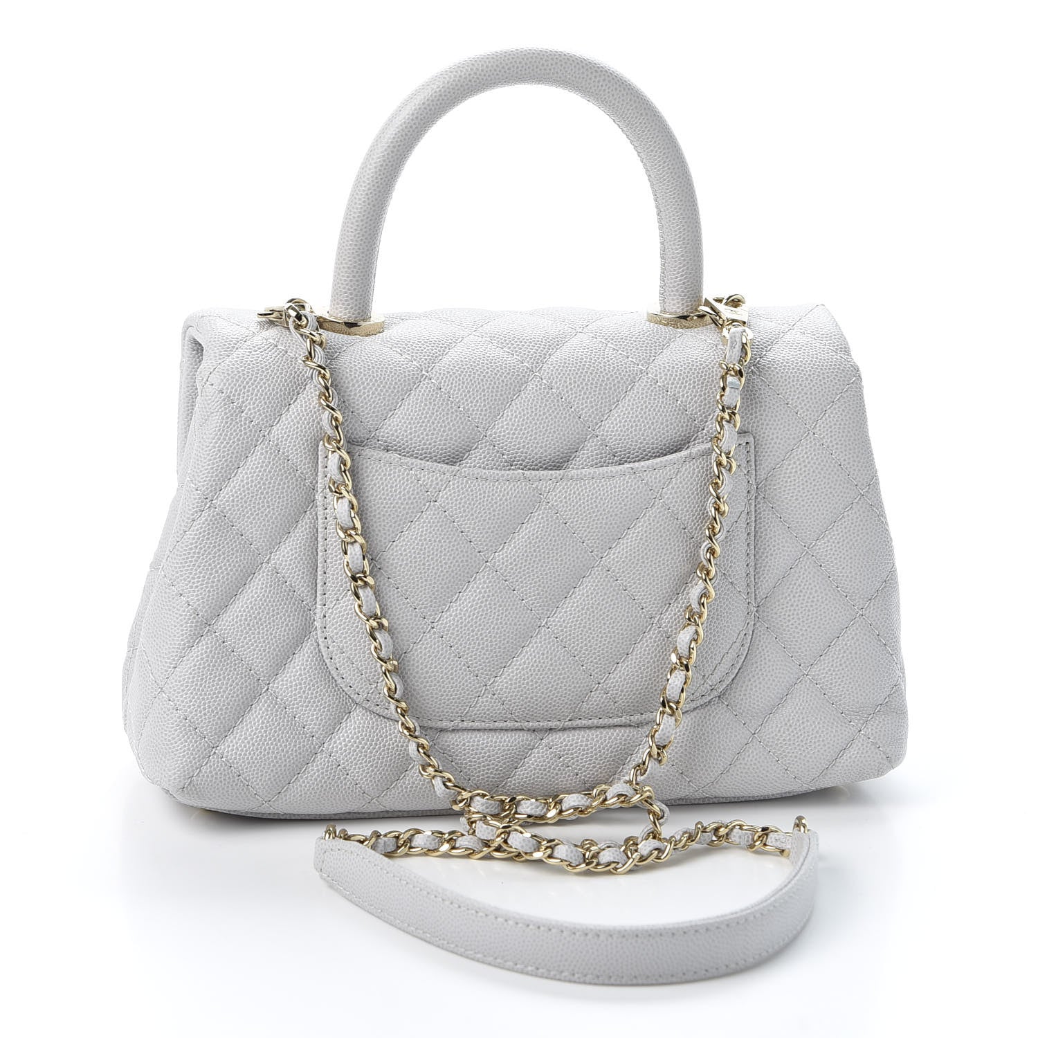 Chanel Caviar Quilted Mini Coco Handle Flap Light Grey 2 of 10