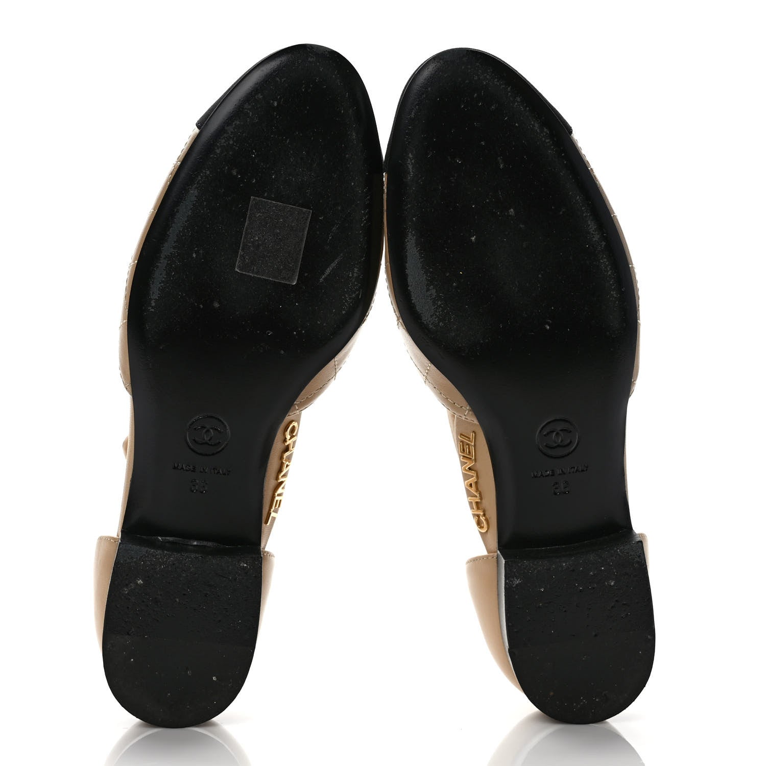 Chanel Lambskin Grosgrain Cap Toe CC Ankle Strap Sandals 36 Beige Black 5 of 10