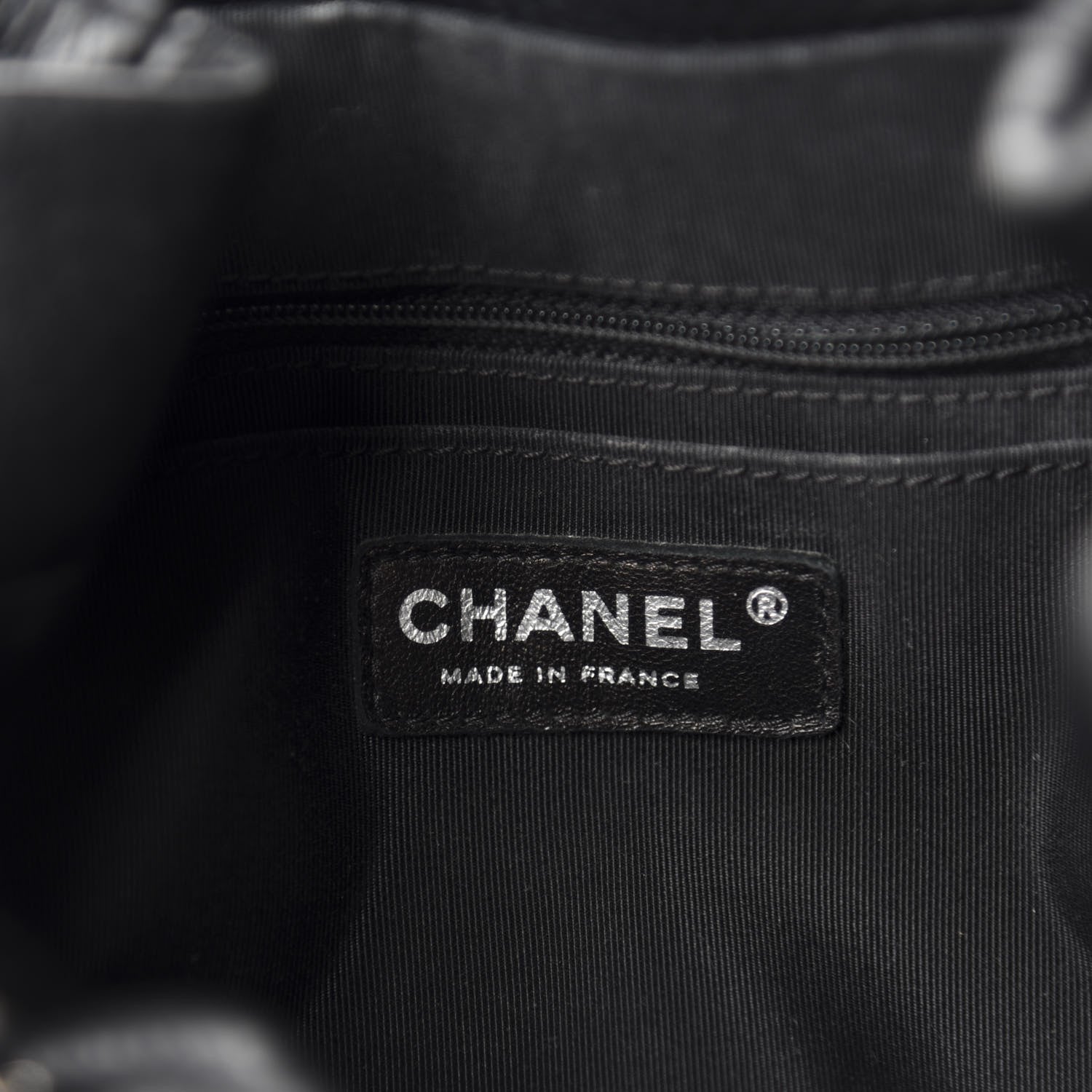 Chanel Deerskin Chevron Large CC Chain Bucket Drawstring Bag Black 8 of 10