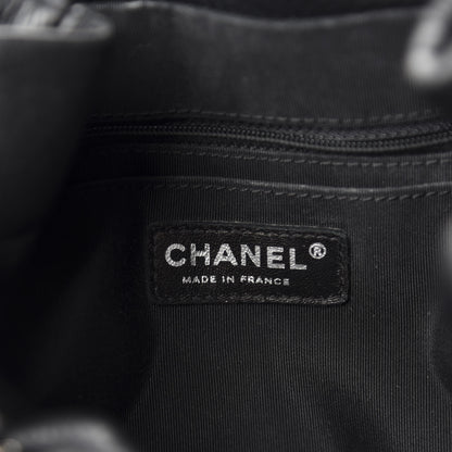 Chanel Deerskin Chevron Large CC Chain Bucket Drawstring Bag Black 8 of 10