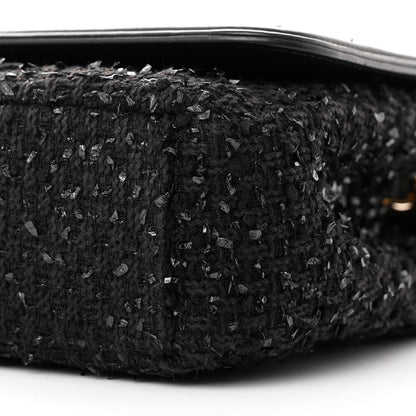 Chanel Tweed Calfskin Quilted Medium CC Filigree Flap Black 10 of 12