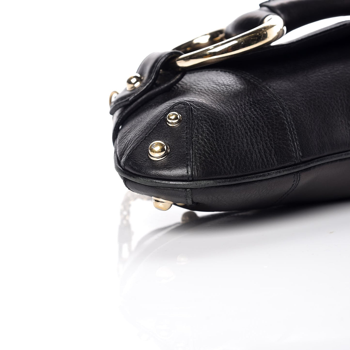 Calfskin Horsebit Chain Clutch Black