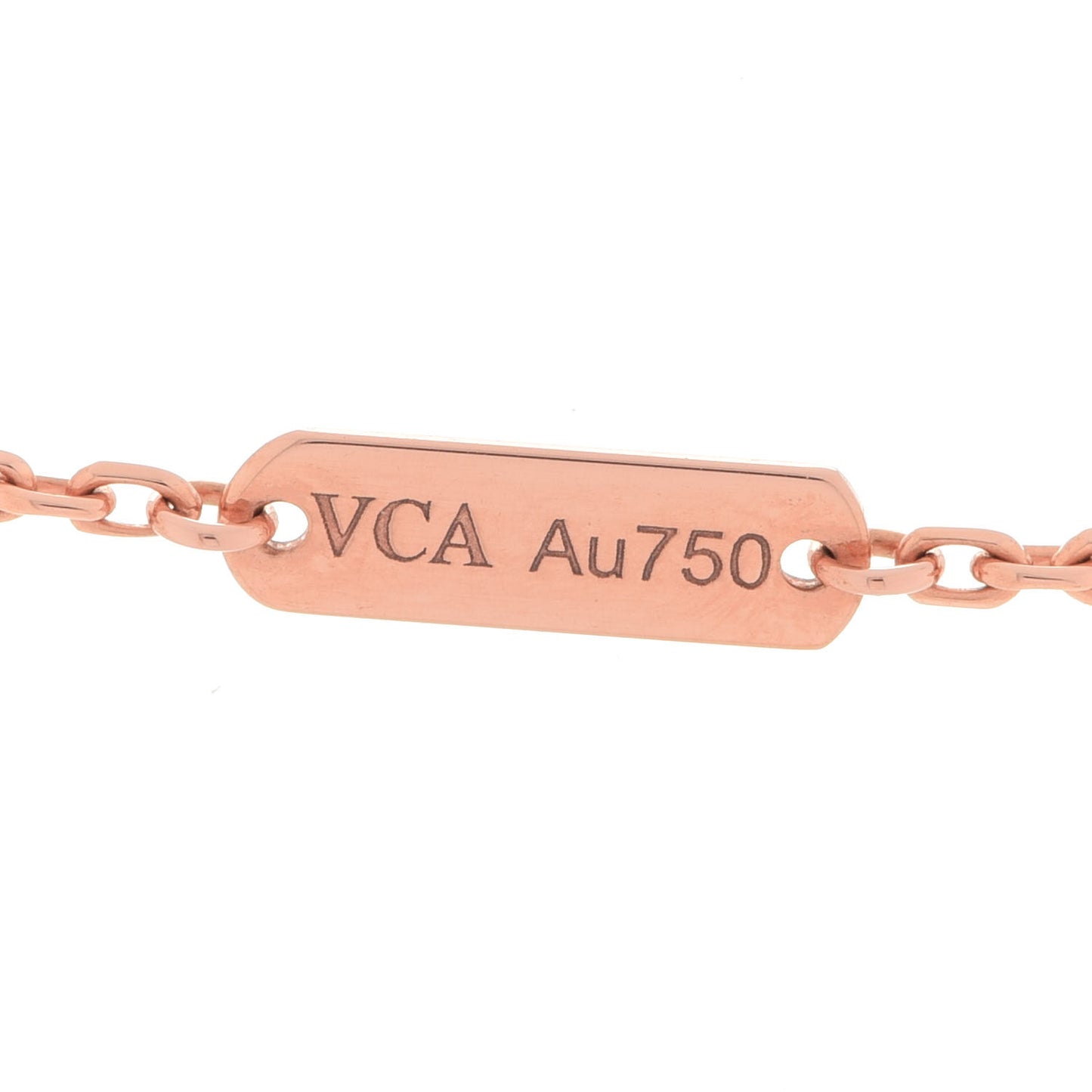 18K Rose Gold Diamond Rhodonite Vintage Alhambra Pendant Necklace