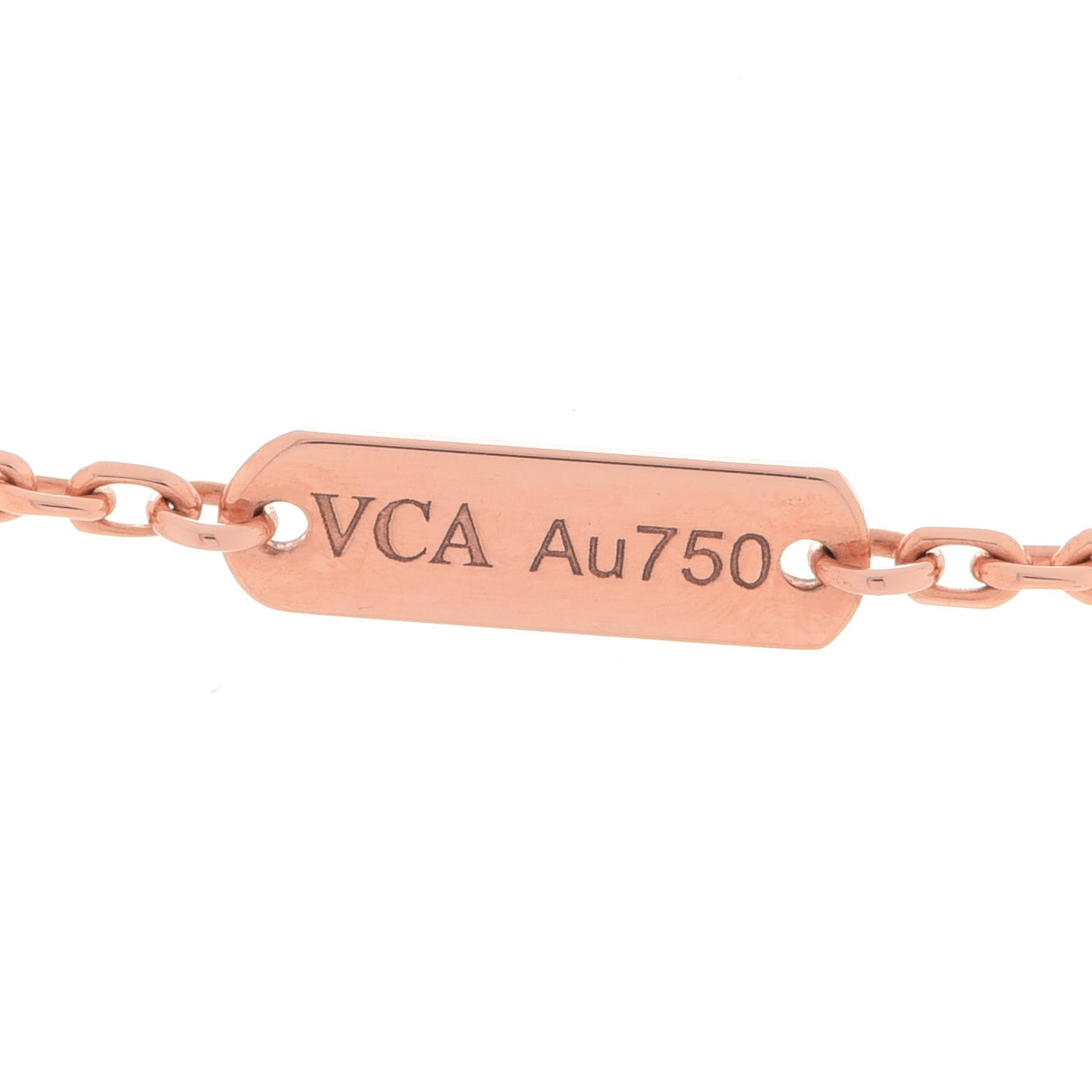 Van Cleef & Arpels 18K Rose Gold Diamond Rhodonite Vintage Alhambra Pendant Necklace 5 of 6