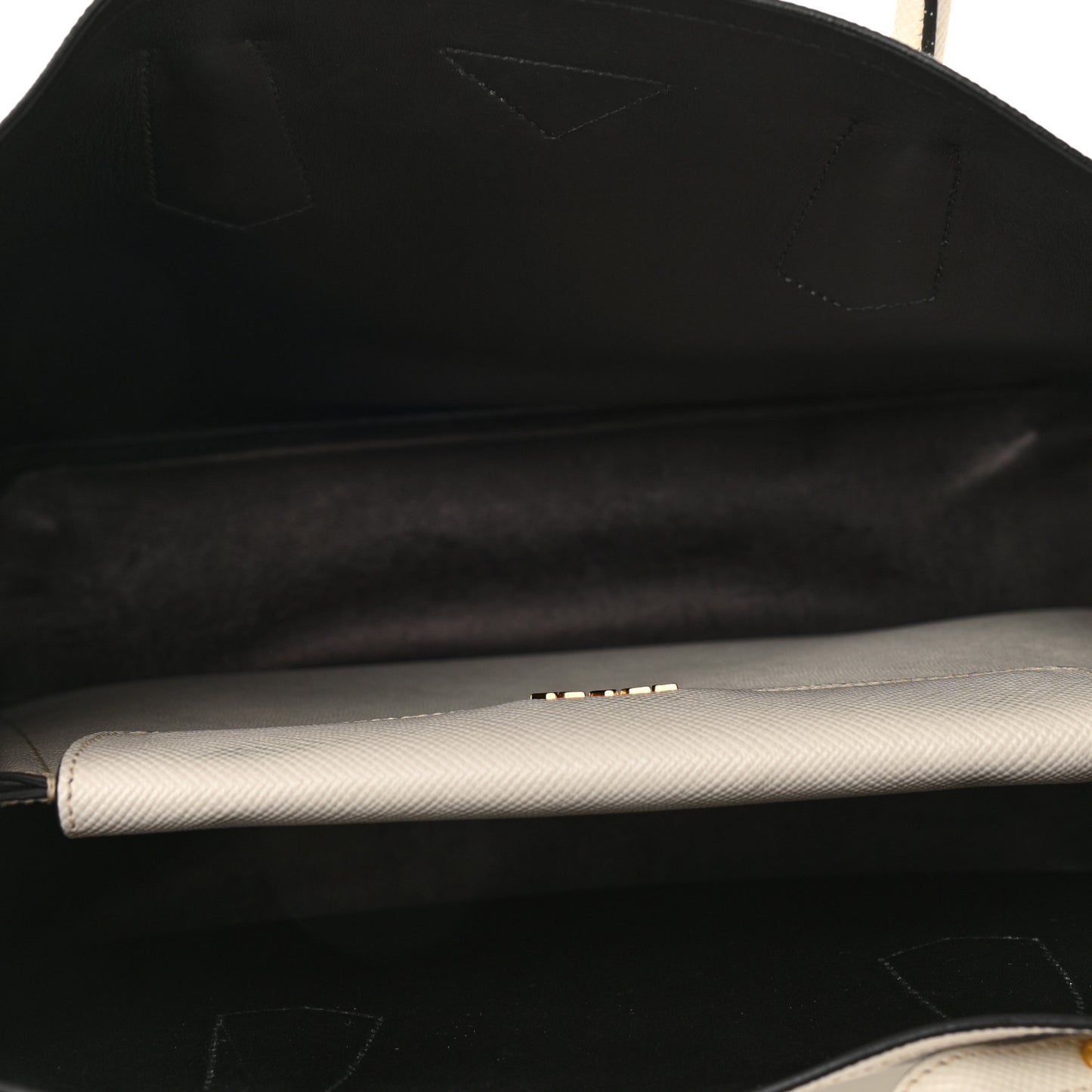 Saffiano Cuir Medium Double Bag Talco Black