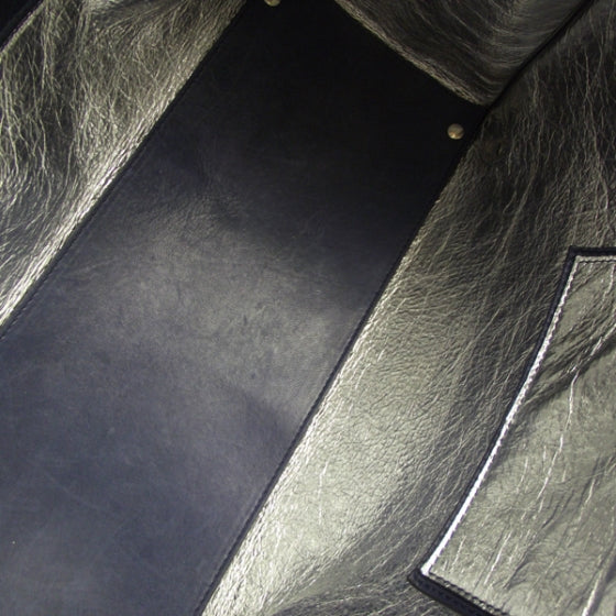 Veau Leather Papier A4 Tote Bleu Royal