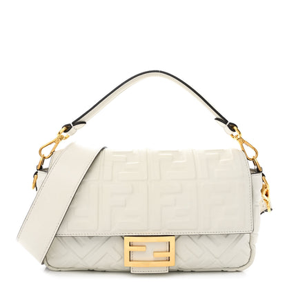 Fendi Nappa FF 1974 Embossed Baguette White 1 of 11