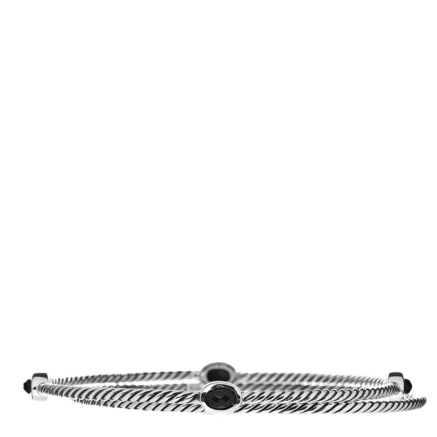 Sterling Silver Black Onyx Color Classics Bangle Bracelet Set of 2