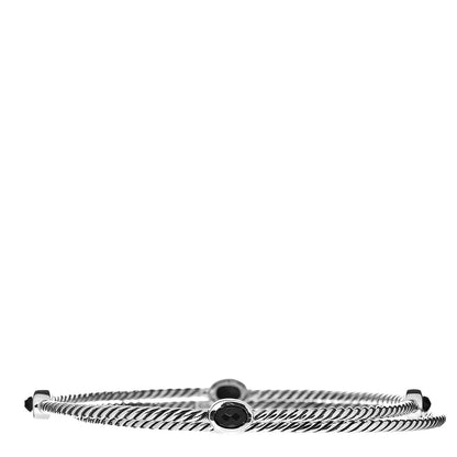 David Yurman Sterling Silver Black Onyx Color Classics Bangle Bracelet Set of 2 1 of 4