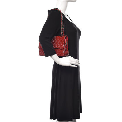 Chanel Patent Calfskin Quilted Medium Double Flap Red 2 of 13