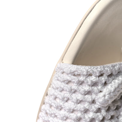 Chanel Crochet CC Mules Sandals 38 White 9 of 10