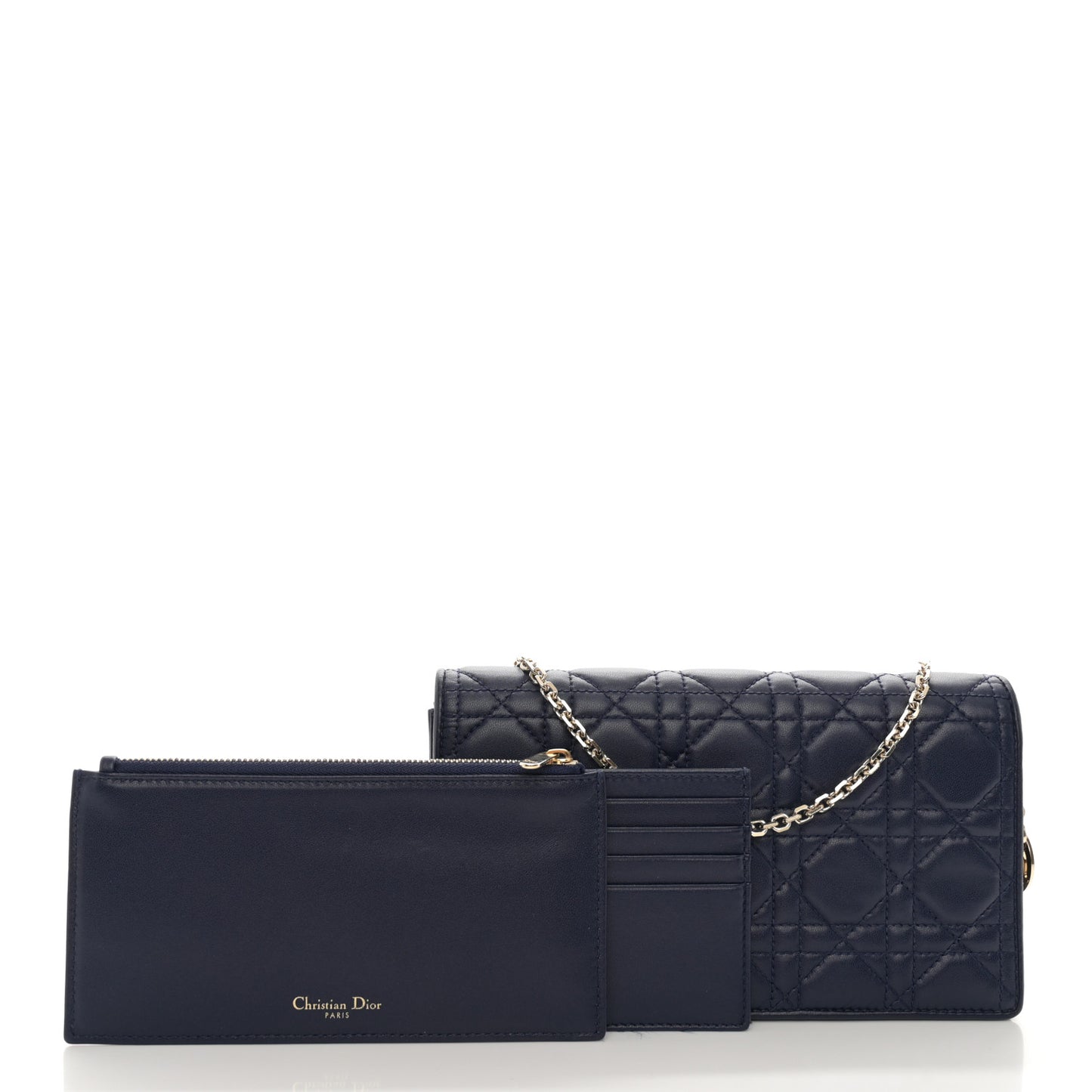 Lambskin Cannage Lady Dior Pouch Navy