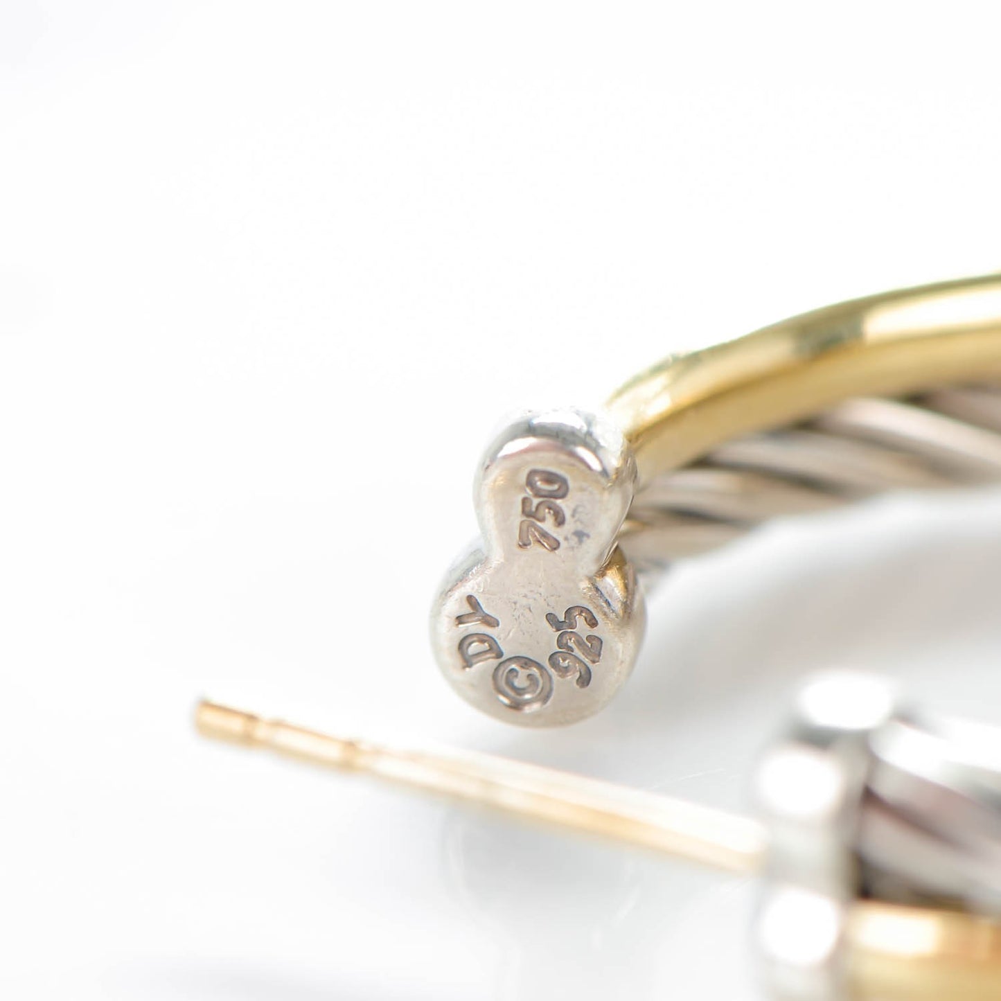 Sterling Silver 18K Yellow Gold 23mm Crossover Cable Hoop Earrings