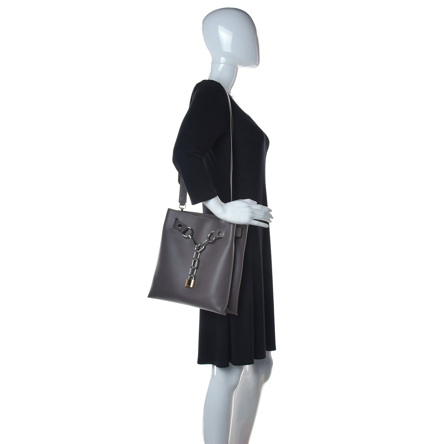 Smooth Calfskin Attica Chain Satchel Mink Grey