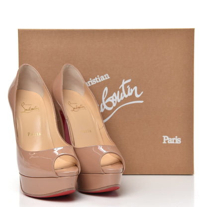 Christian Louboutin Patent Lady Peep 150 Pumps 37.5 Nude 8 of 8