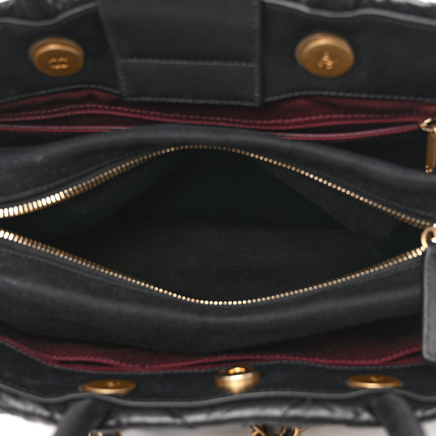 Aged Calfskin Chevron Coco Handle Shopping Tote Black