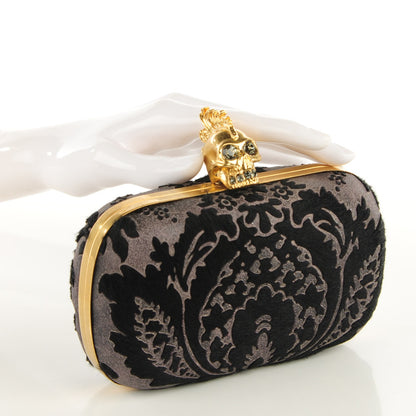 Alexander McQueen Baroque Print Calf Hair Skull Box Clutch Black 2 of 6