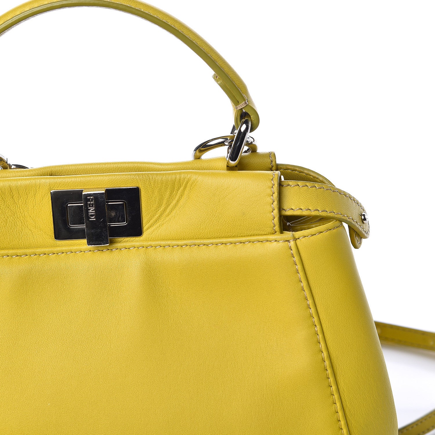 Fendi Nappa Mini Peekaboo Iconic Satchel Lime 17 of 22