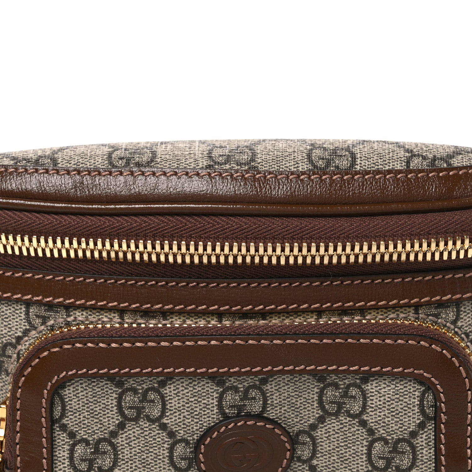 Gucci GG Supreme Monogram Textured Calfskin Retro Interlocking G Belt Bag Beige Ebony Brown Sugar 8 of 10