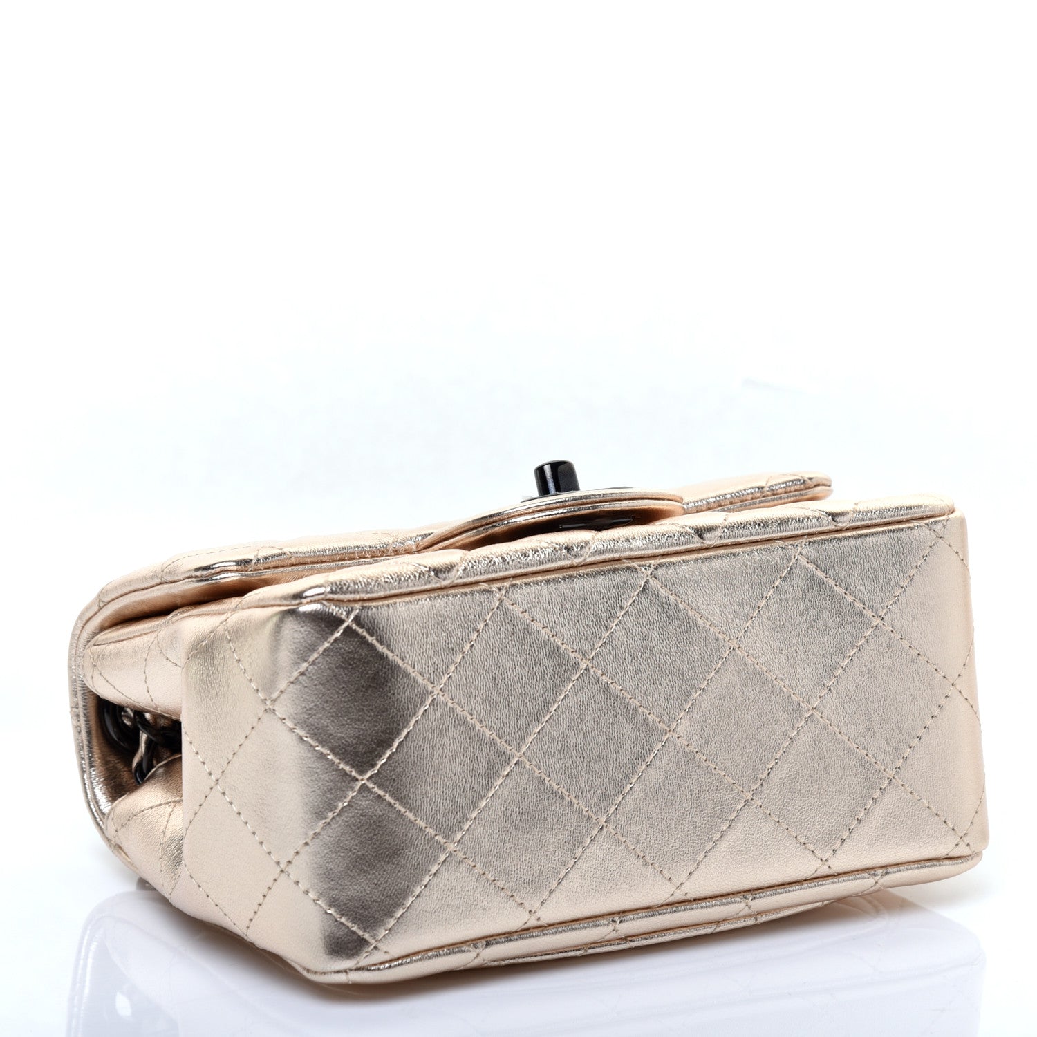 Chanel Metallic Lambskin Quilted Mini Square Flap Gold Black 4 of 11