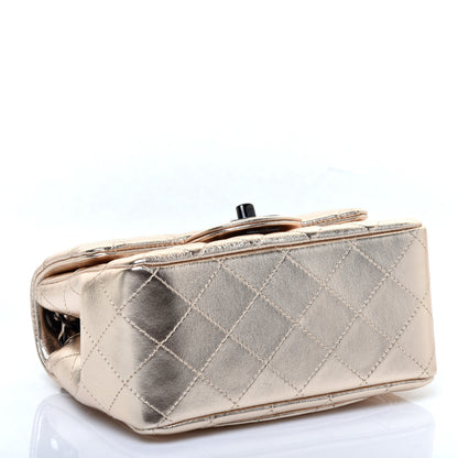 Chanel Metallic Lambskin Quilted Mini Square Flap Gold Black 4 of 11