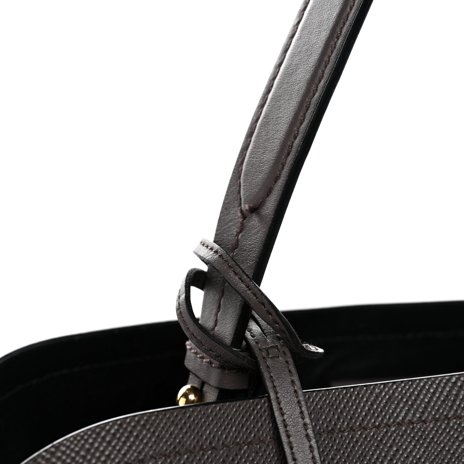 Prada Saffiano Cuir Calfskin Matinee Tote Fumo Black 12 of 12