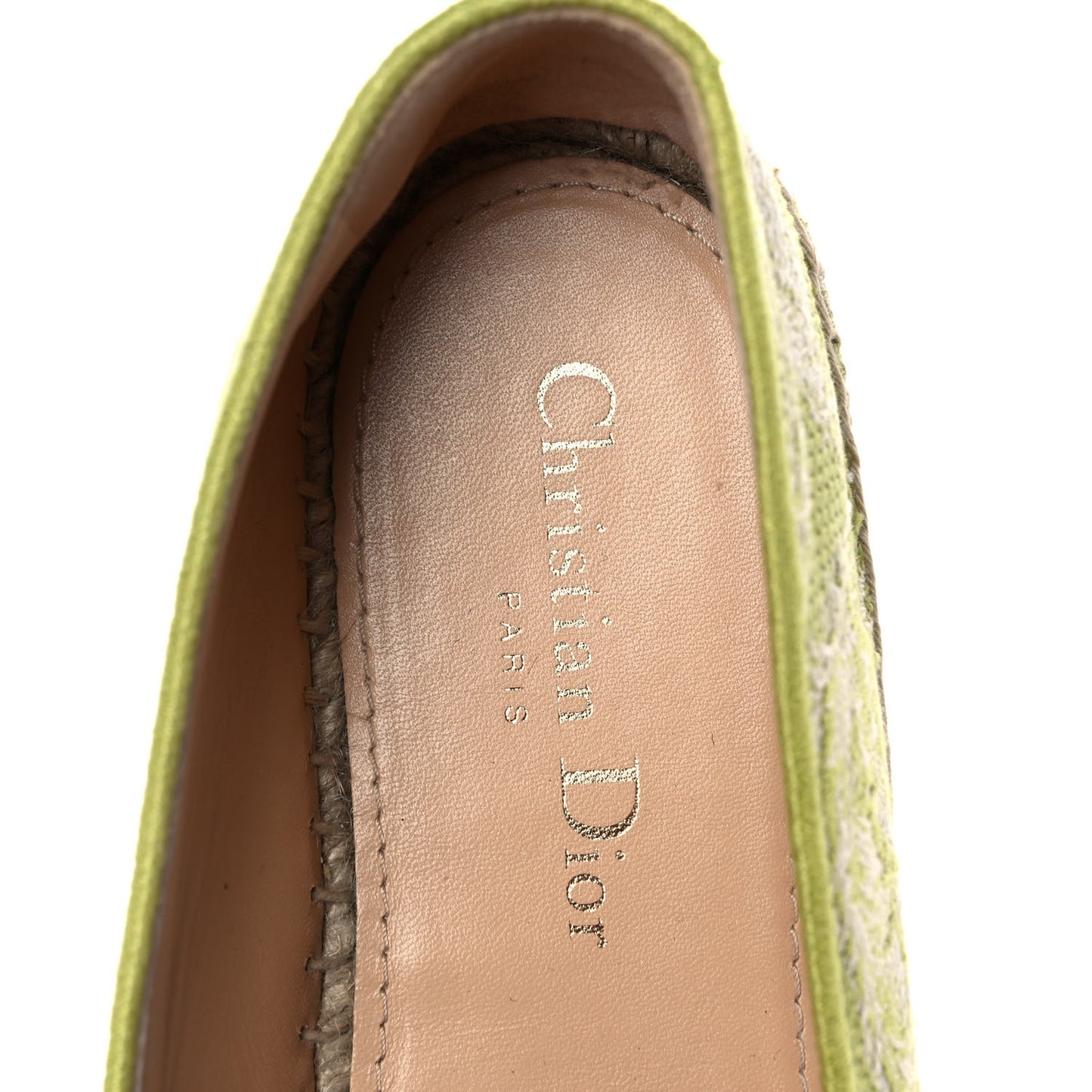Embroidered Toile De Jouy Granville Espadrille 38.5 Off White Green
