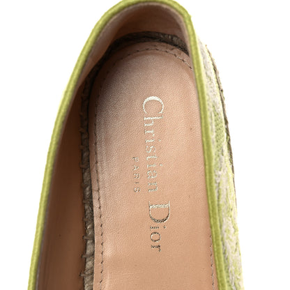 Christian Dior Embroidered Toile De Jouy Granville Espadrille 38.5 Off White Green 7 of 9