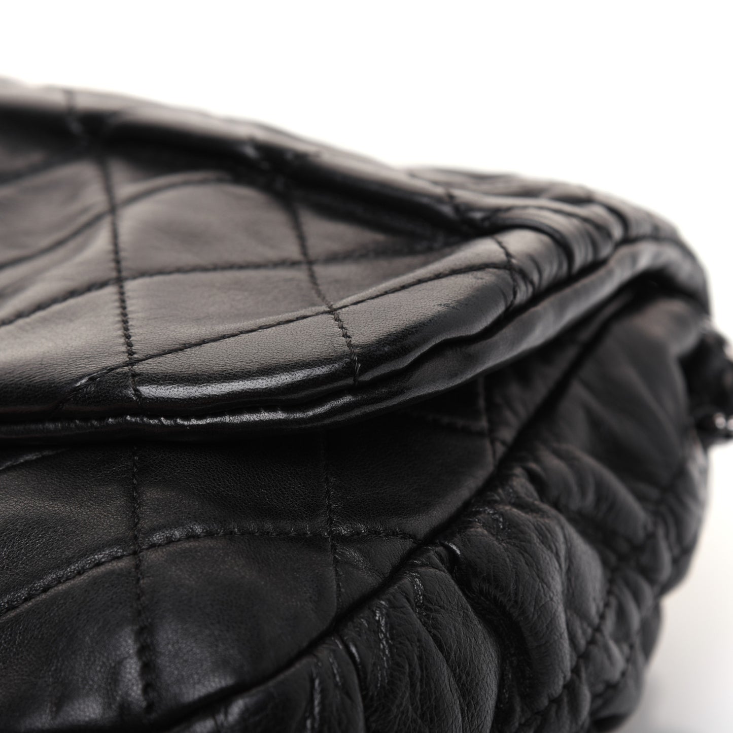 Lambskin Quilted Small Sharpei Flap Black