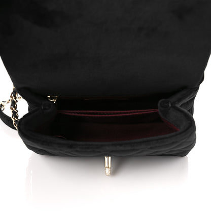 Chanel Velvet Crystal Quilted Extra Mini Coco Handle Flap Black 5 of 9