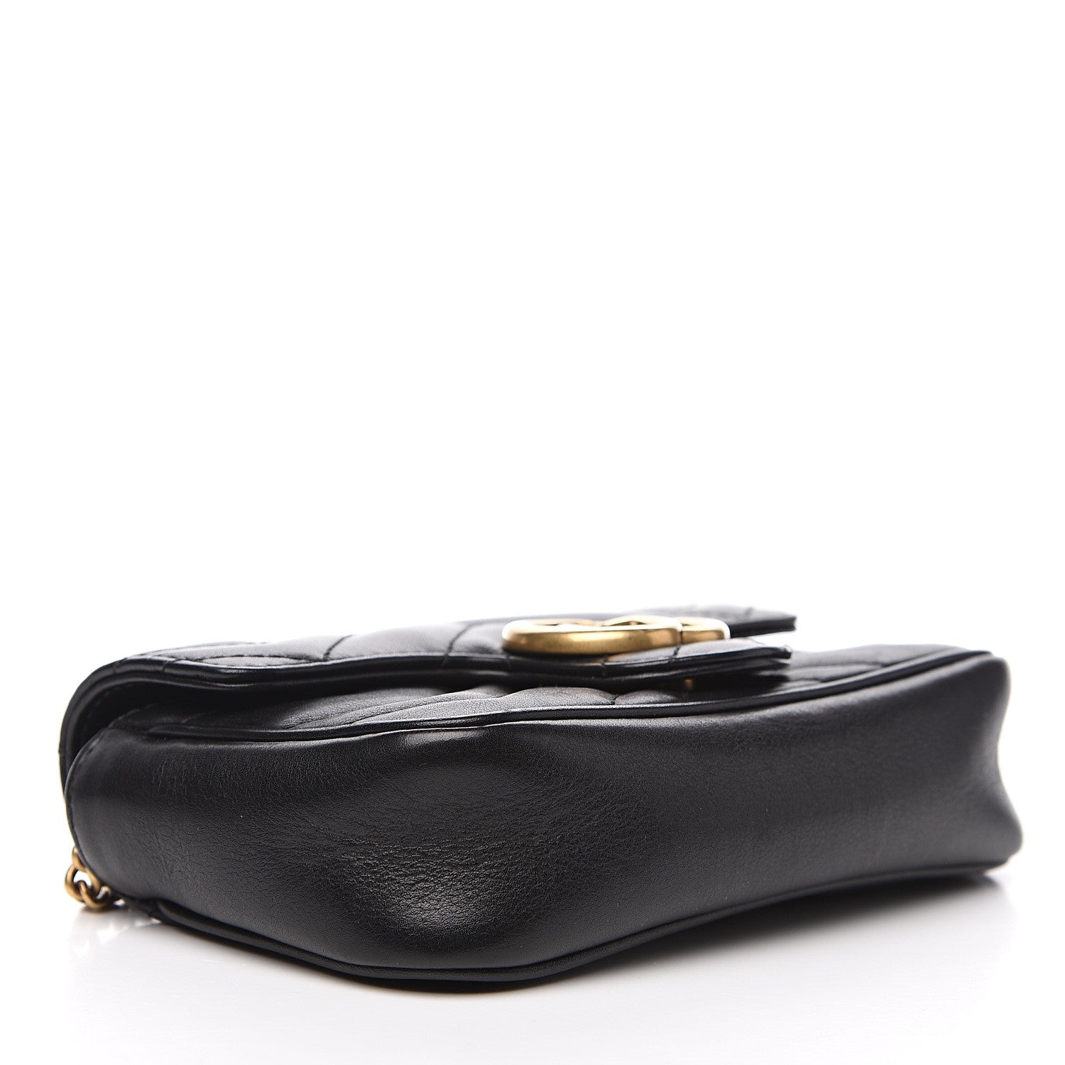 Gucci Calfskin Matelasse Super Mini GG Marmont Shoulder Bag Black 3 of 14