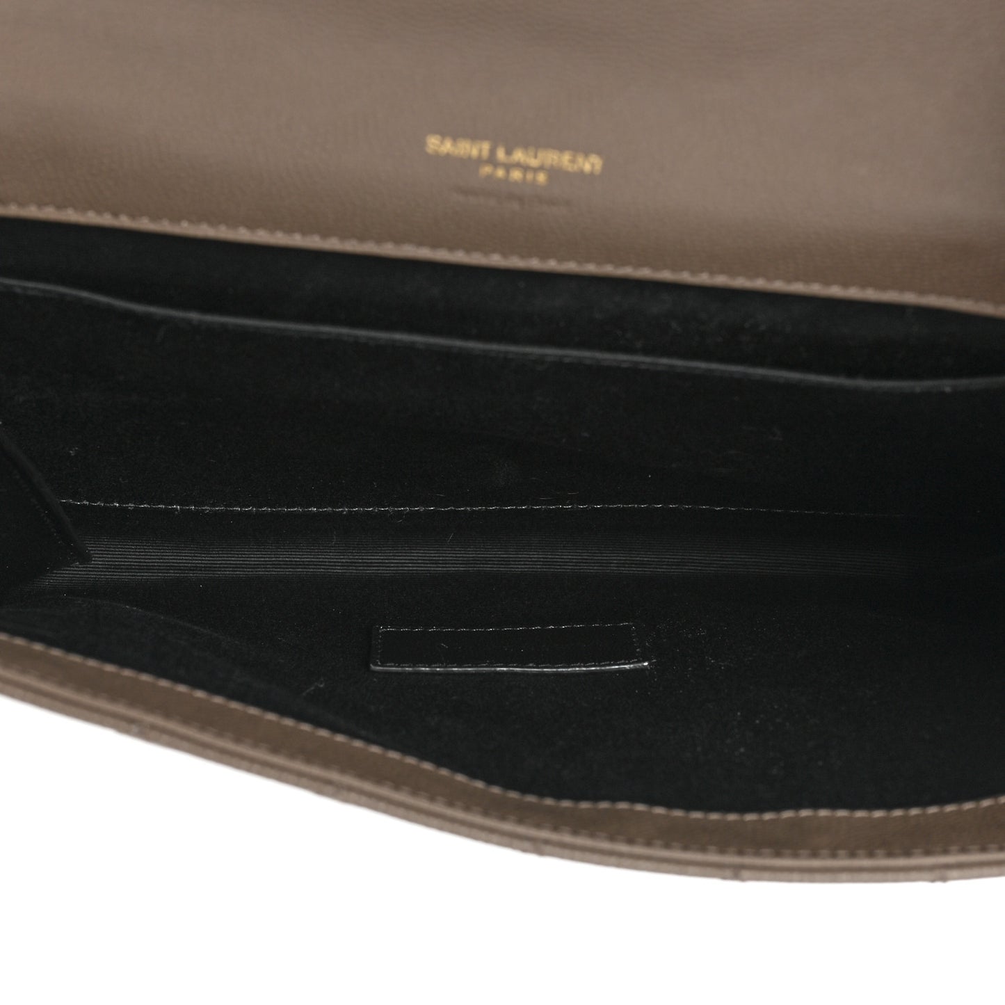 Grain De Poudre Textured Mixed Matelasse Triquilt Monogram Clutch Dusty Grey