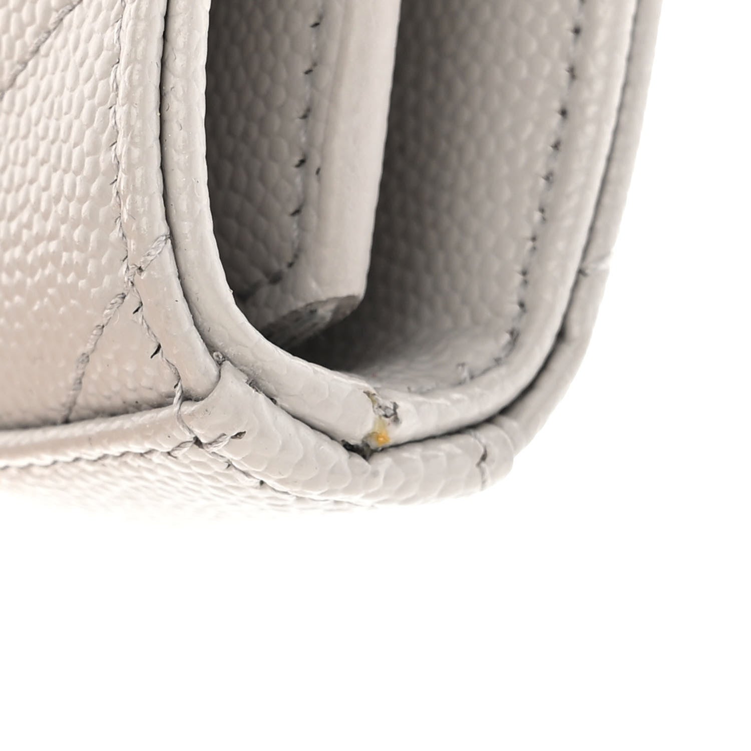 Saint Laurent Grain De Poudre Matelasse Chevron Monogram Chain Wallet Light Grey 11 of 12