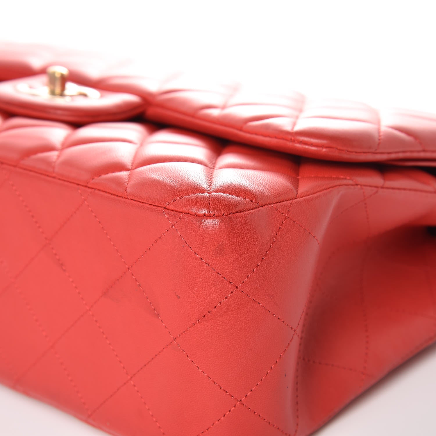 Chanel Lambskin Quilted Jumbo Double Flap Red 12 of 14
