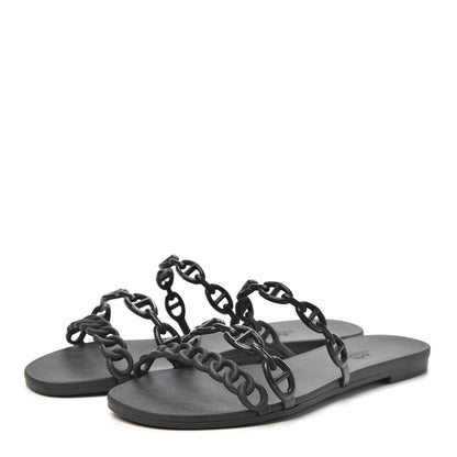 Hermes Rubber Chaine d'Ancre Rivage Sandals 37 Black 3 of 6