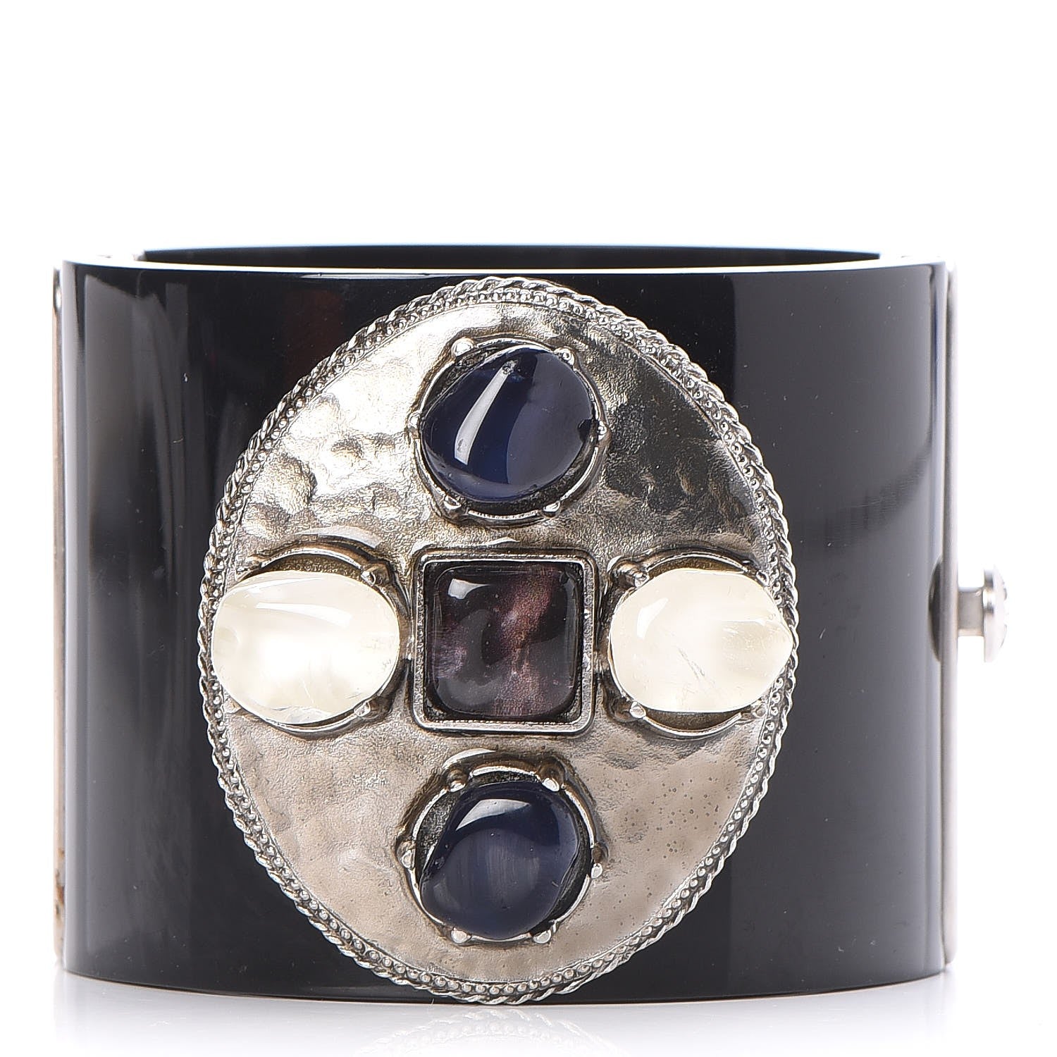 Chanel Resin Ruthenium CC Cuff Black 1 of 5