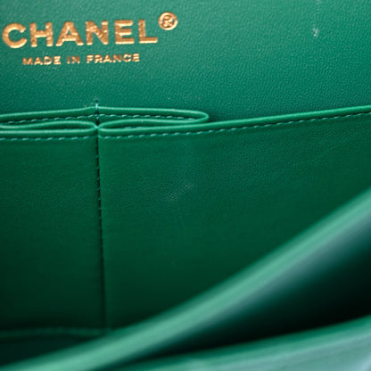 Chanel Iridescent Calfskin Quilted Medium Double Flap Green 11 of 12